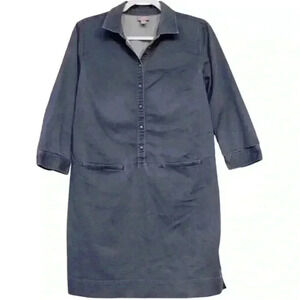 J Jill Collared Shirt Dress Size Small Blue Stretch Business Casual 3/4 Sleeve